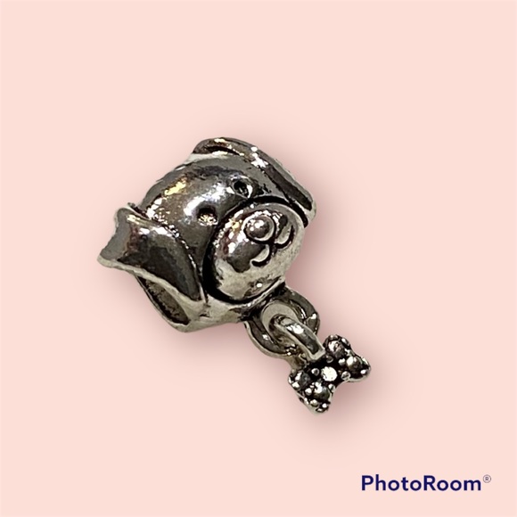 NEW•Silver925 Puppy DIY charm w/Bow tie dangle - Picture 4 of 7